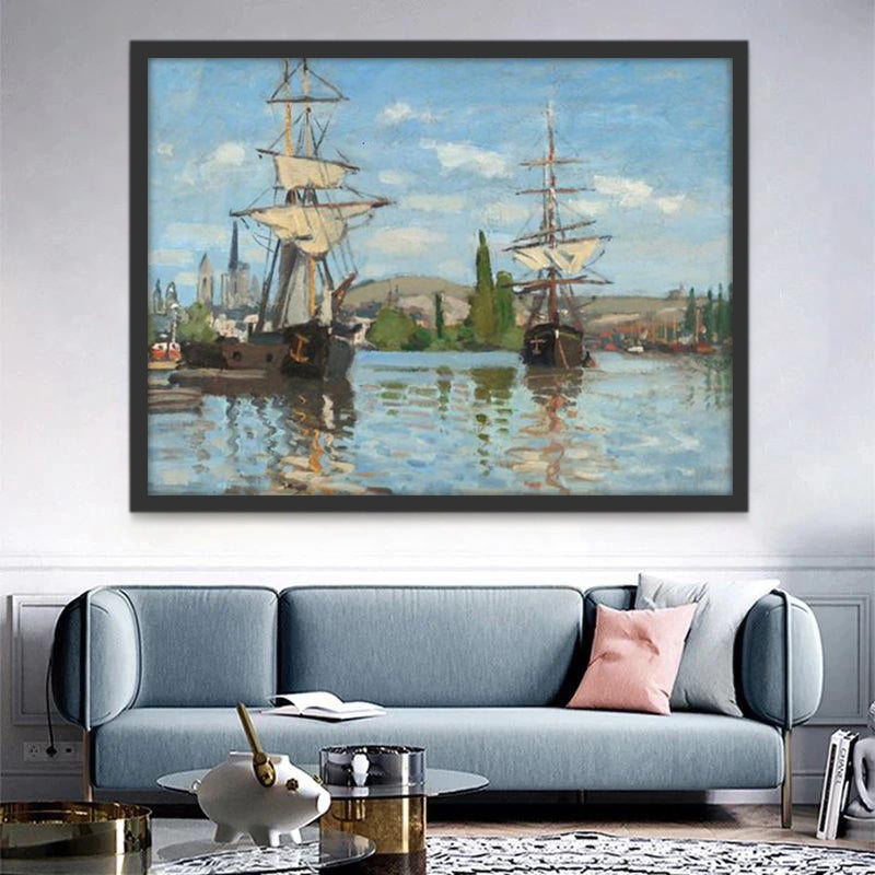 Paisaje de Barcos Parados en el Puerto Pintar por Números