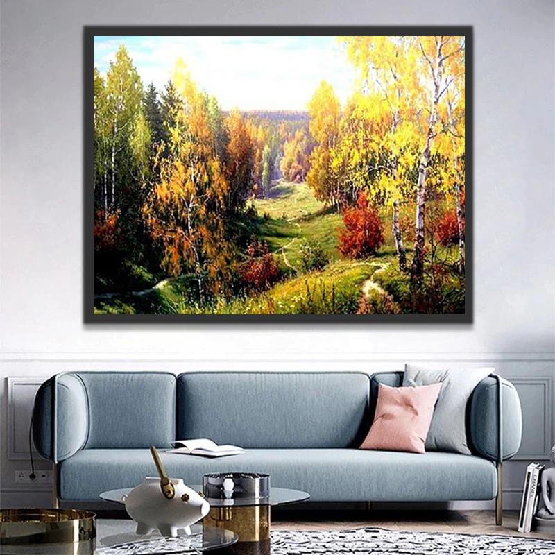Paisaje de Bosque Colorido en Otoño Pintar por Números