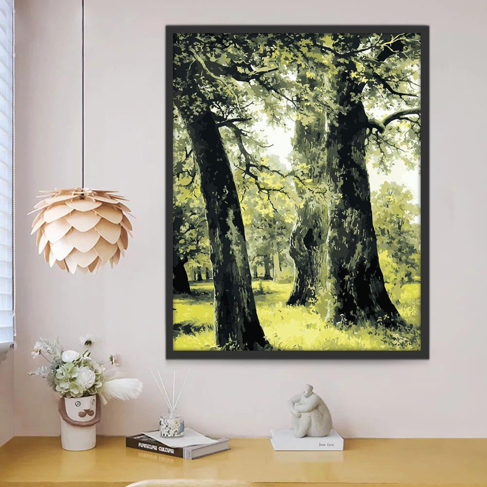 Paisaje de Bosque y Césped Verde Pintar por Números