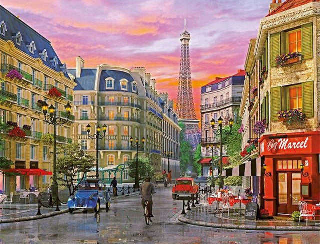 Paisaje de Calle y Torre Eiffel en París Pintar por Números