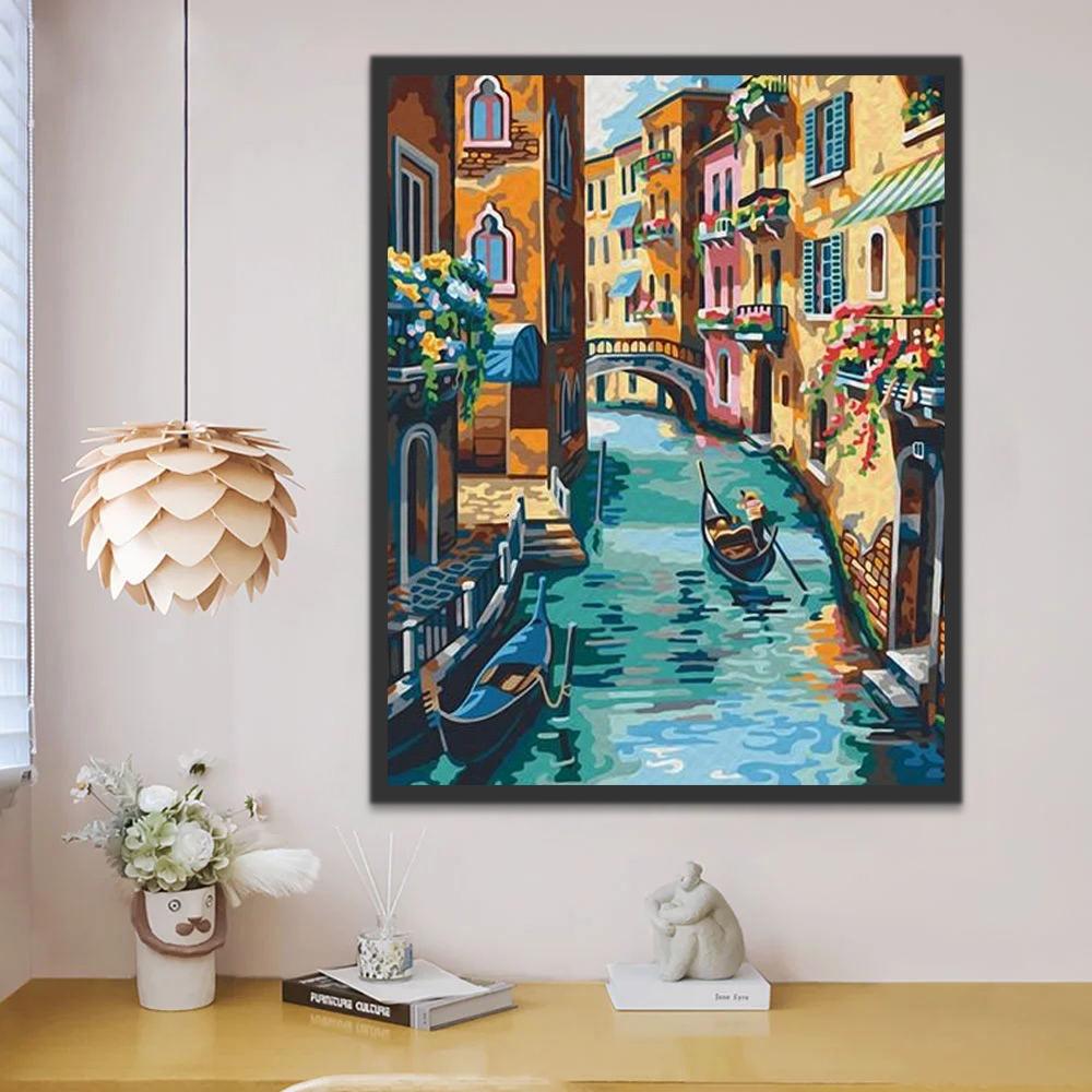 Paisaje de Ciudad con Canal Pintar por Números