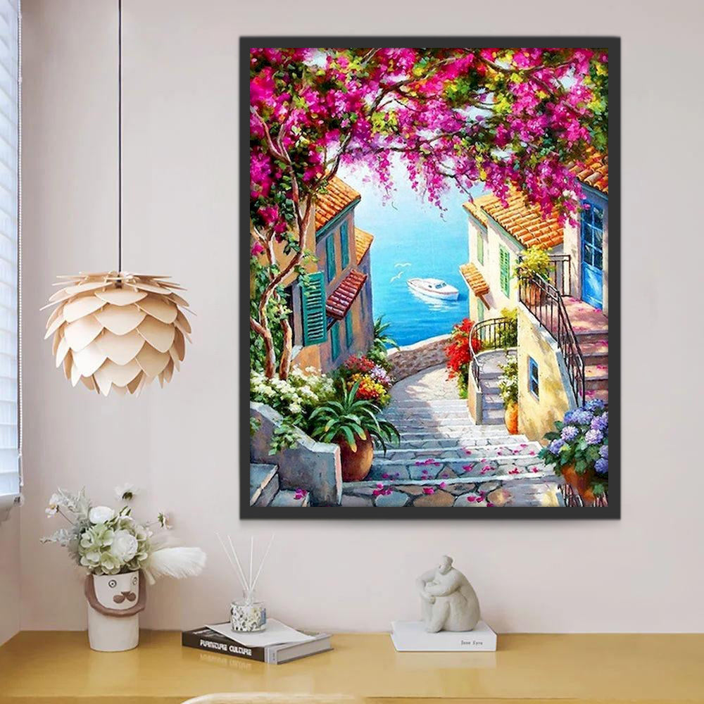 Paisaje de Ciudad Costera en el Verano Pintar por Números
