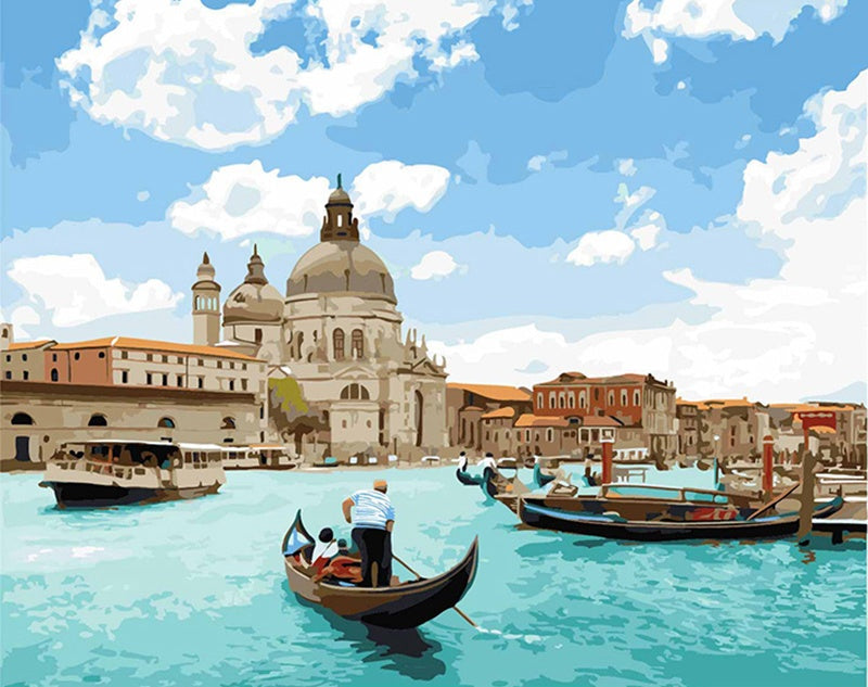 Paisaje de Ciudad Visto desde un Canal Pintar por Números