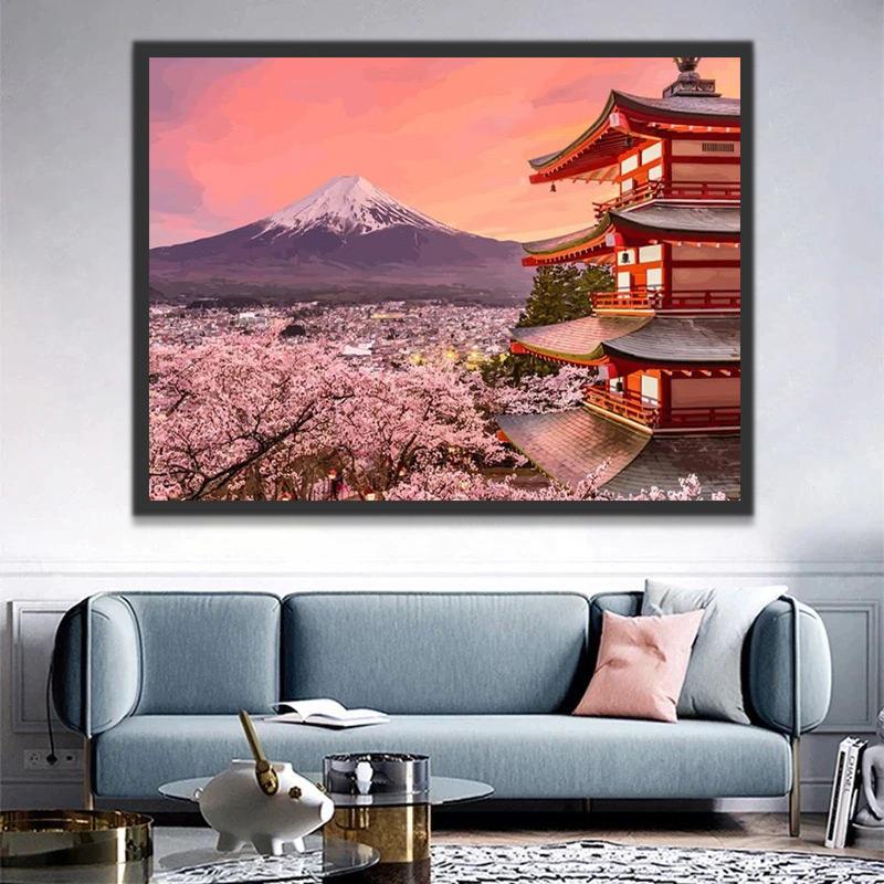 Paisaje de Fujiyama en Japón Pintar por Números