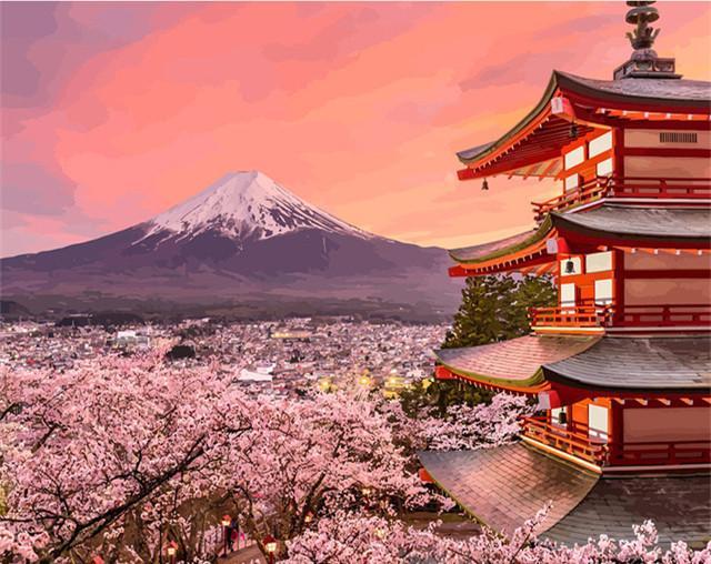 Paisaje de Fujiyama en Japón Pintar por Números