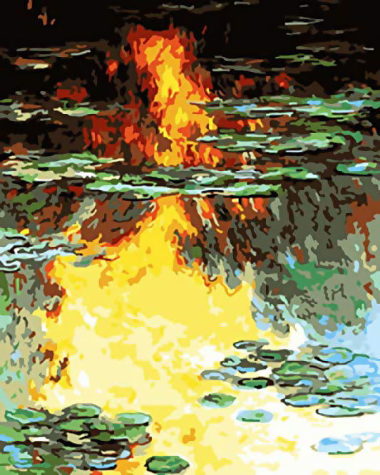 Paisaje de Lago en Estilo Abstracto Pintar por Números