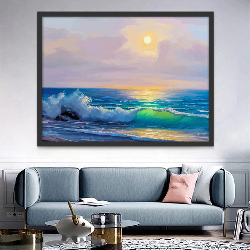 Paisaje de Mar con Olas al Sol Pintar por Números