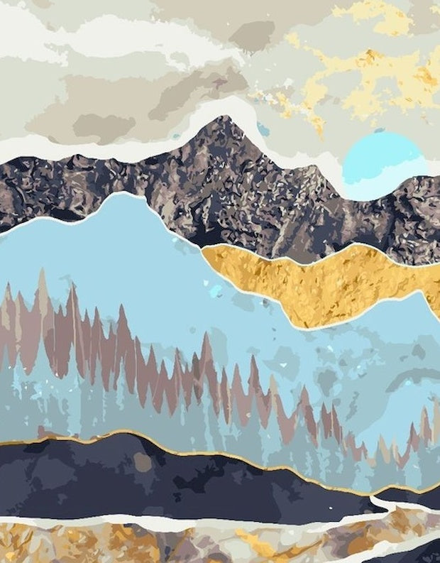 Paisaje de Montañas Coloridas Pintar por Números