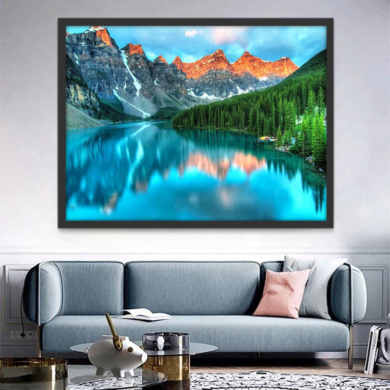 Paisaje de Montañas y Lago Azul Pintar por Números