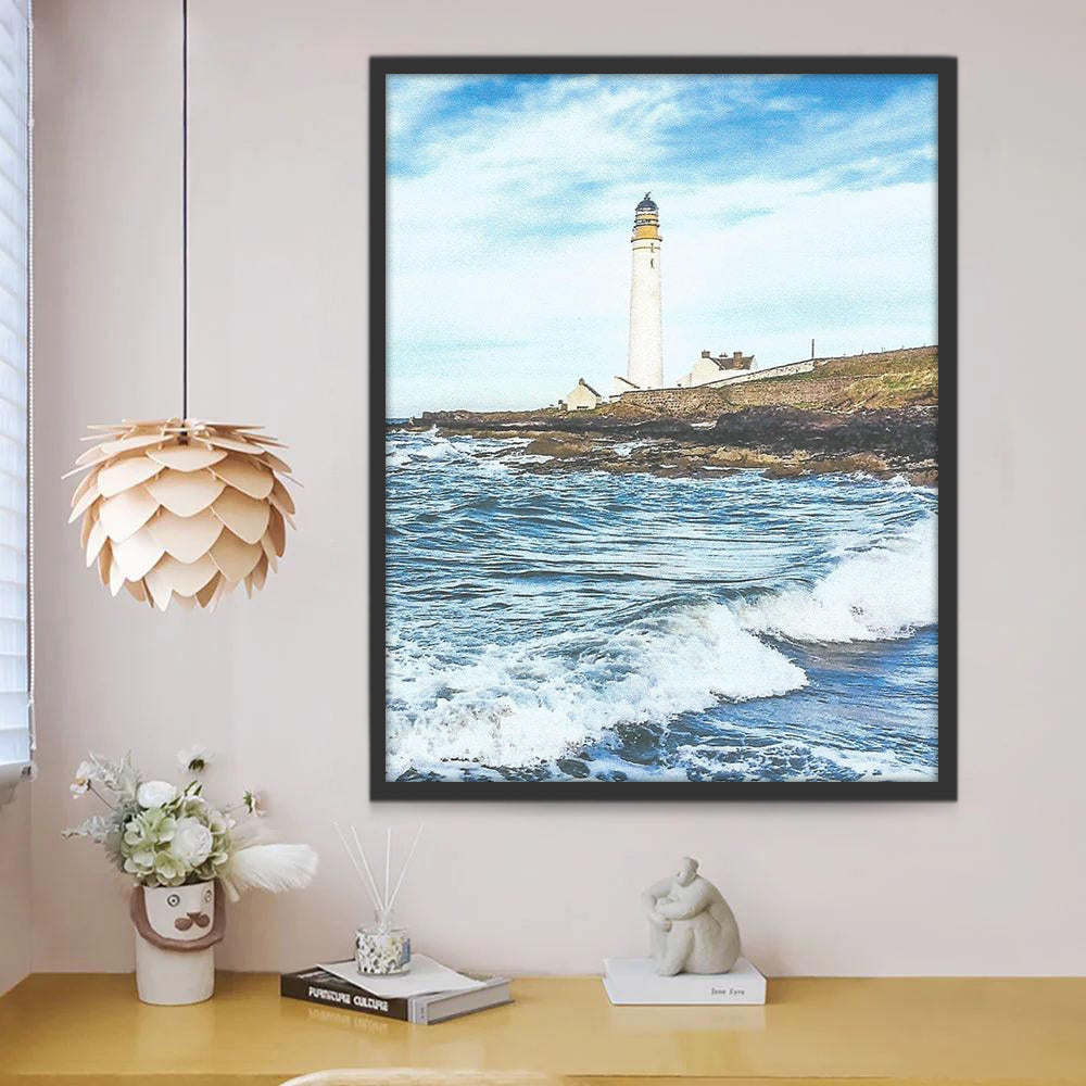 Paisaje de Olas de Mar y Faro Pintar por Números