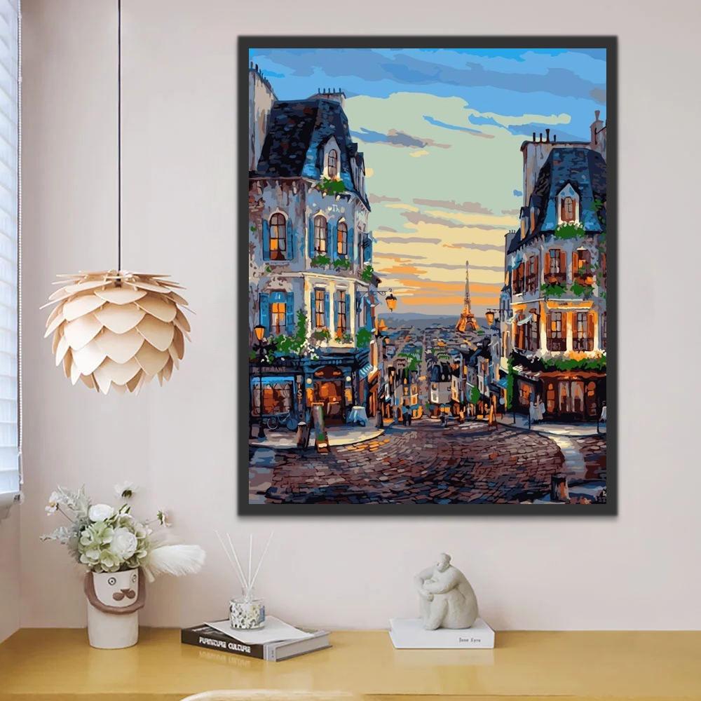 Paisaje de París con Torre Eiffel Pintar por Números