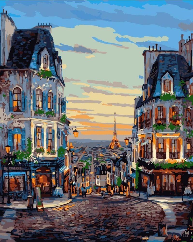 Paisaje de París con Torre Eiffel Pintar por Números