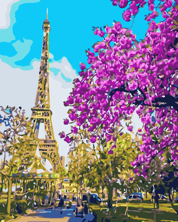 Paisaje de París en la Primavera Pintar por Números
