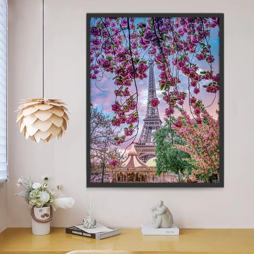 Paisaje de París en Primavera Pintar por Números