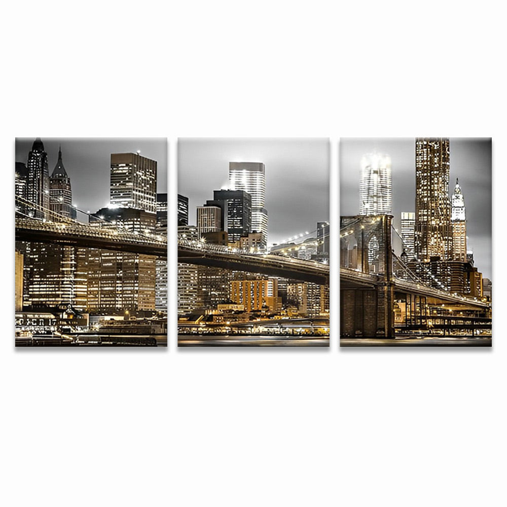 Paisaje de Puente Brooklyn 3 Partes Pintar por Números