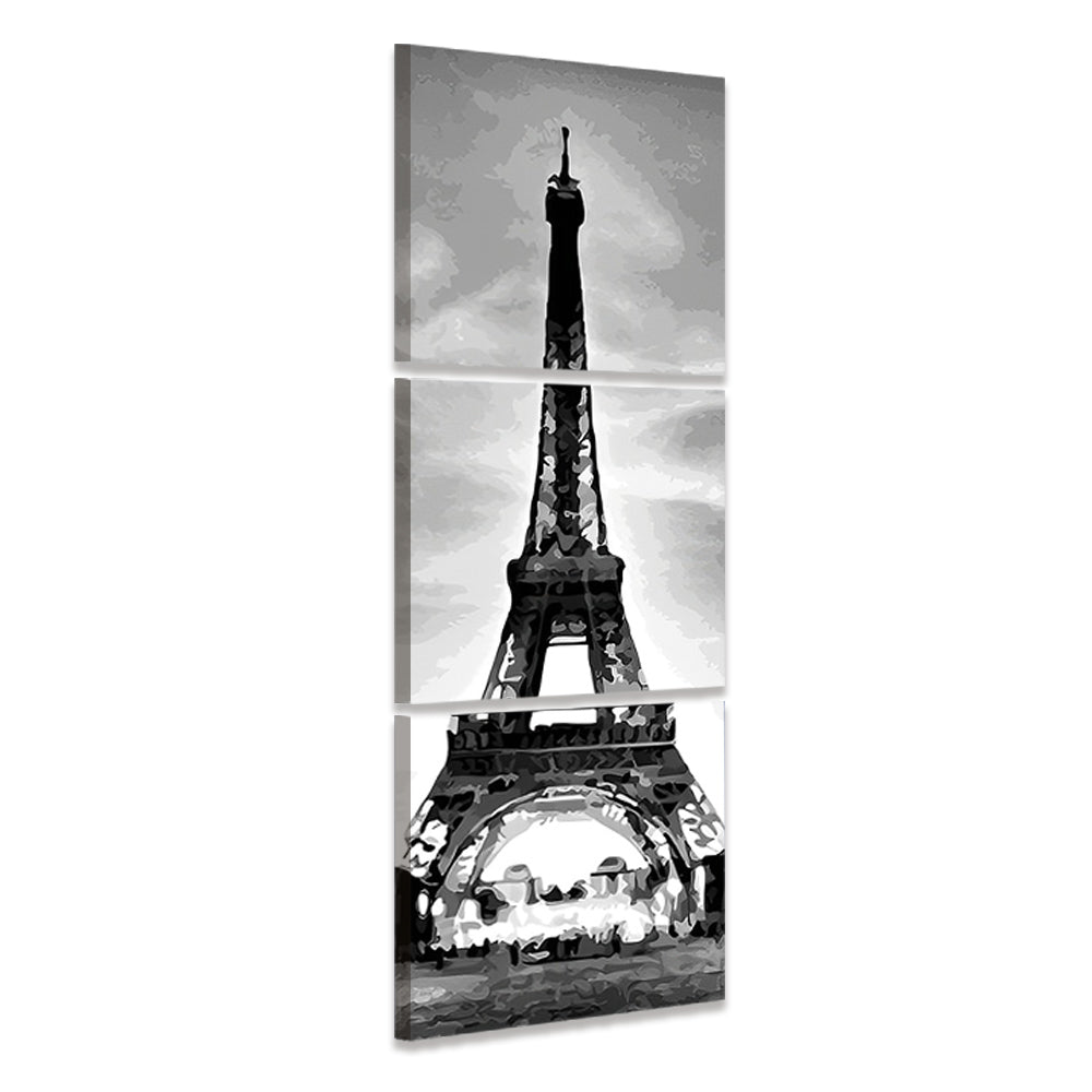 Paisaje de Torre Eiffel en Blanco y Negro 3 Partes Pintar por Números
