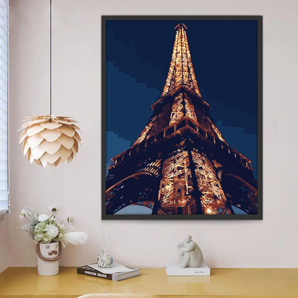 Paisaje de Torre Eiffel en la Noche Pintar por Números