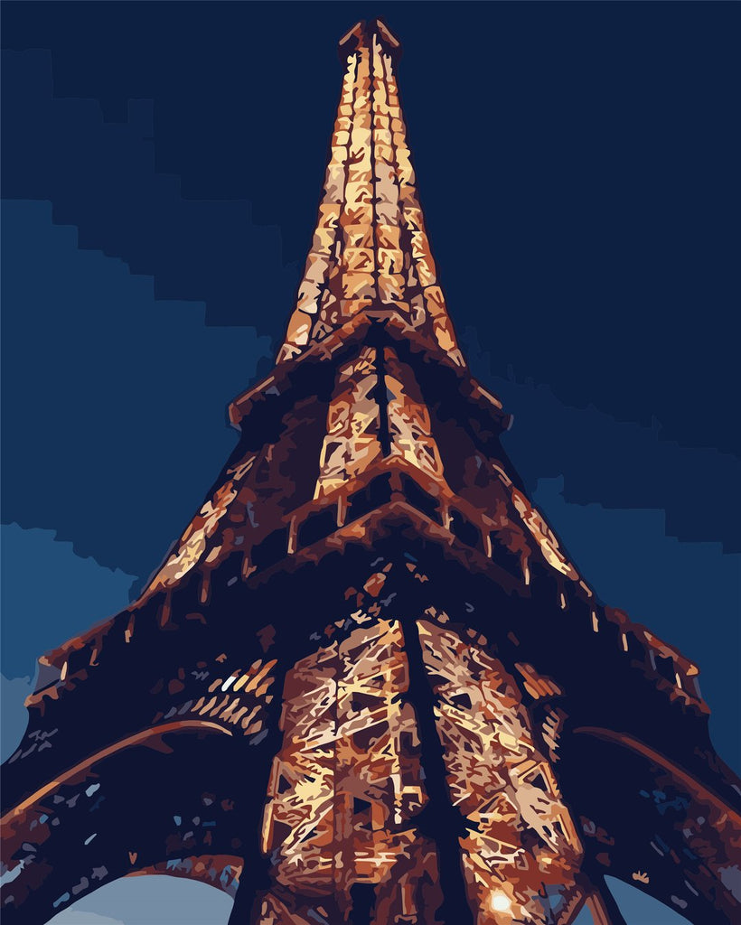 Paisaje de Torre Eiffel en la Noche Pintar por Números