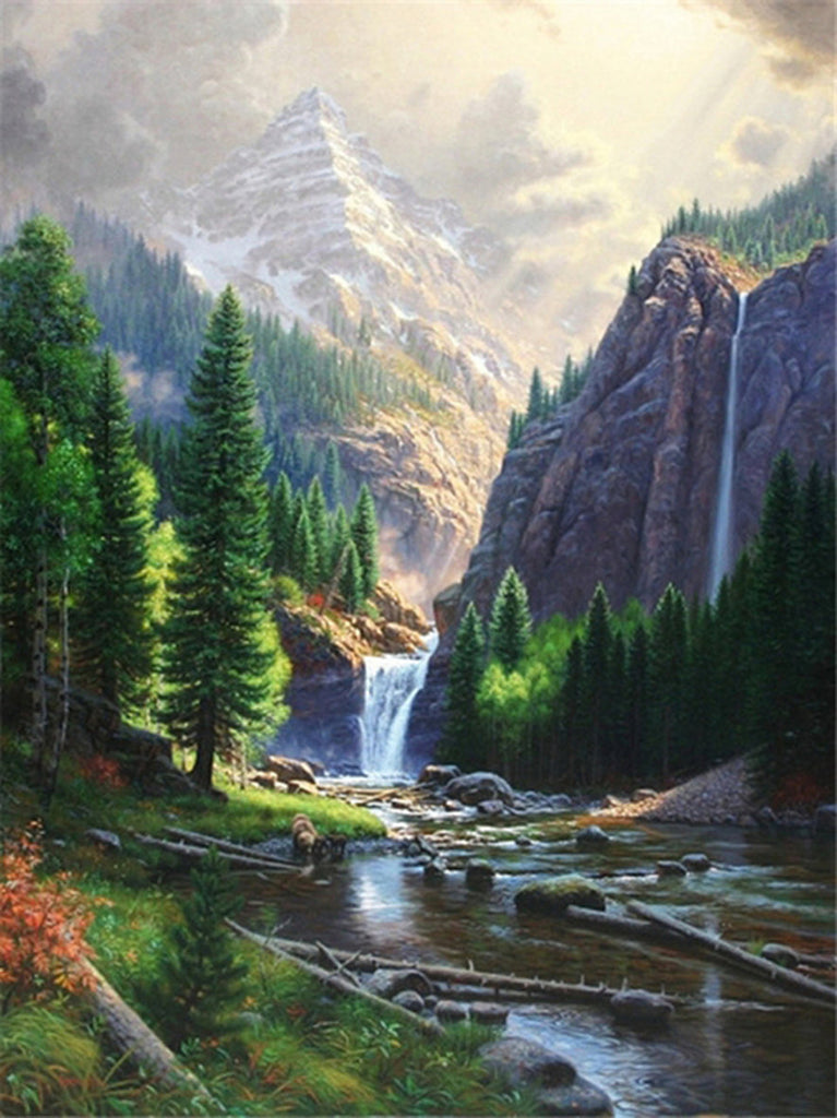 Paisaje de Valle con el Río Pintar por Números