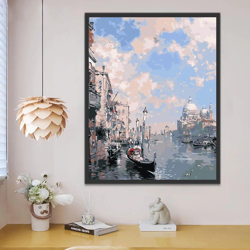 Paisaje de Venecia y Cielo Azul Pintar por Números
