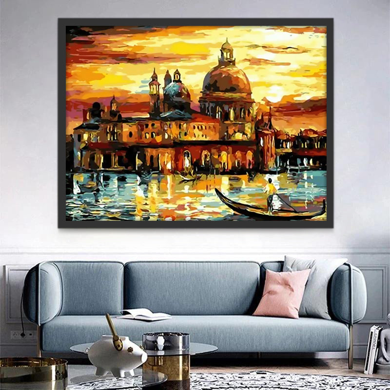 Paisaje de Venecia y Puesta del Sol Pintar por Números