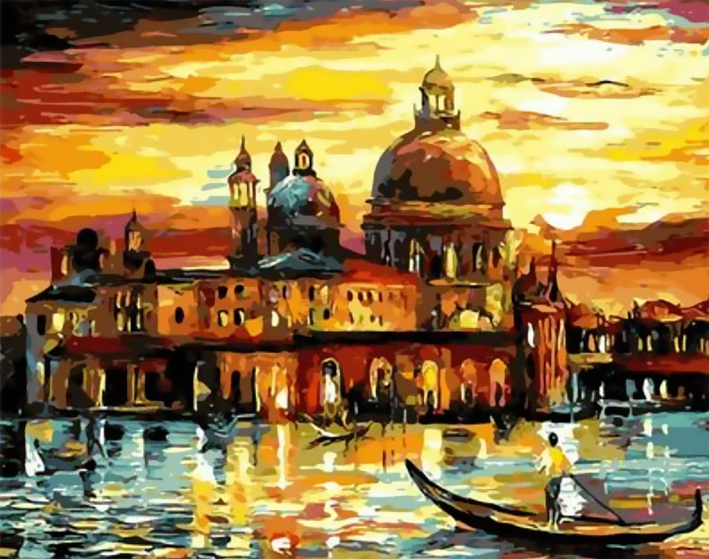 Paisaje de Venecia y Puesta del Sol Pintar por Números