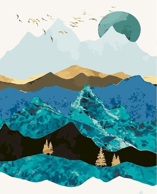 Paisaje Montañoso Abstracto Pintar por Números
