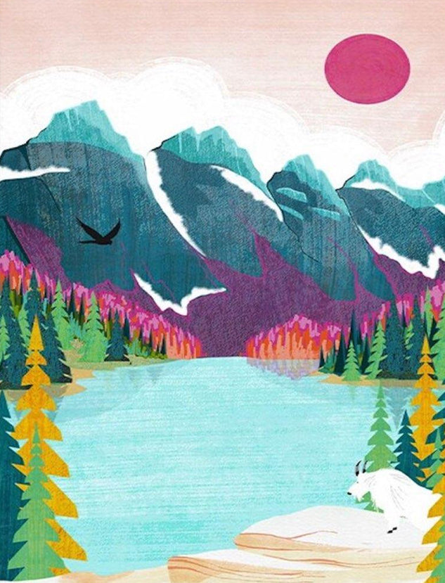 Paisaje Montañoso con Bosque y Río Pintar por Números Niños