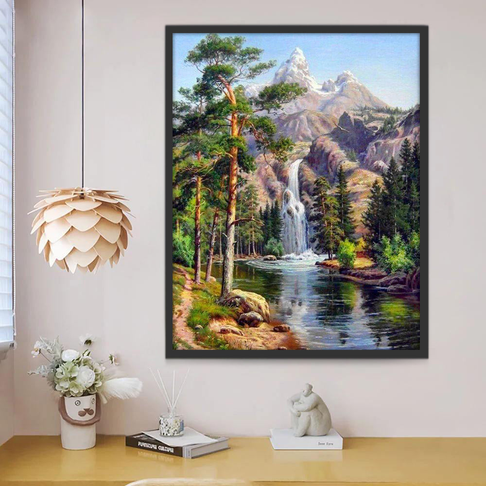 Paisaje Montañoso con Cascada Pintar por Números