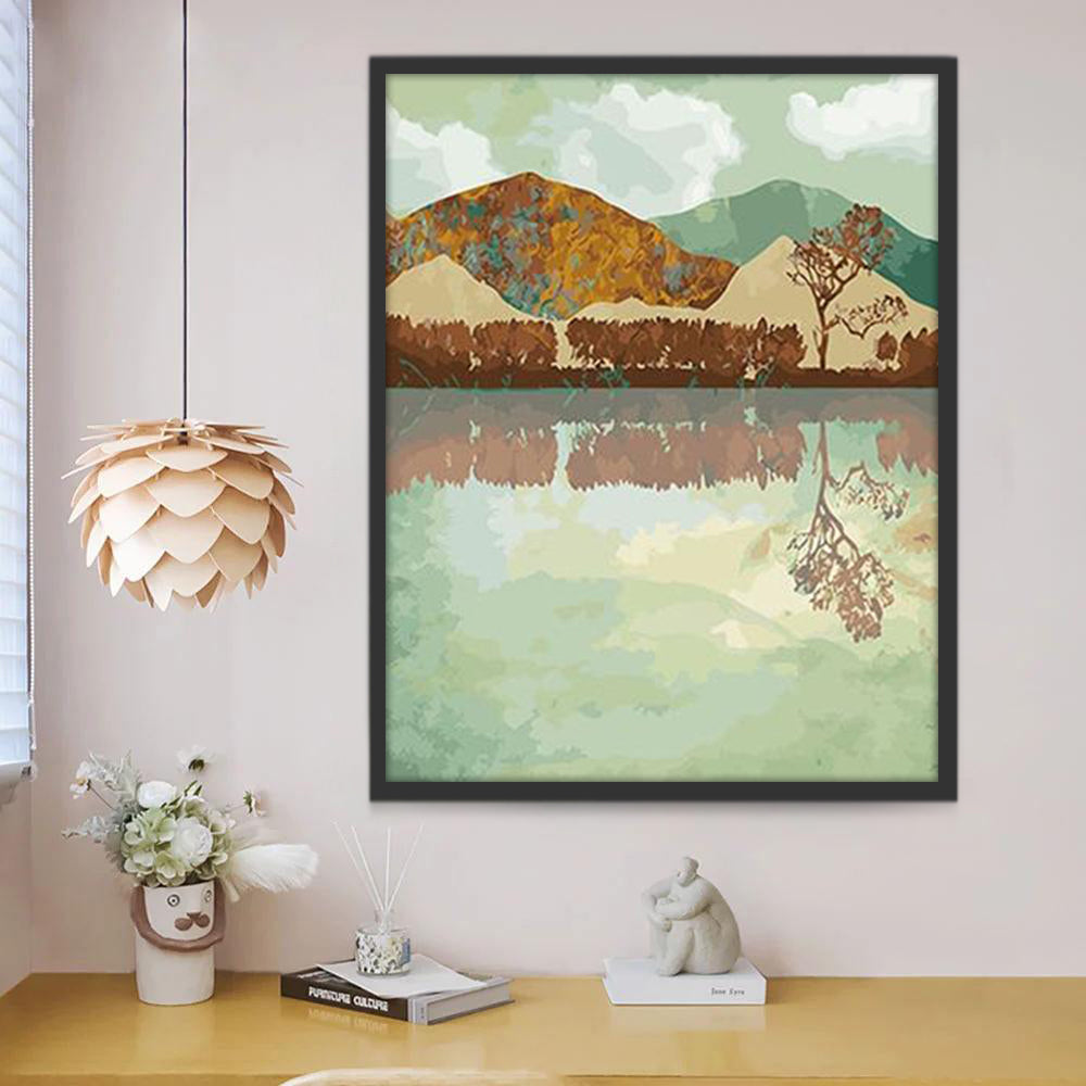 Paisaje Montañoso Reflejando en el Agua Pintar por Números