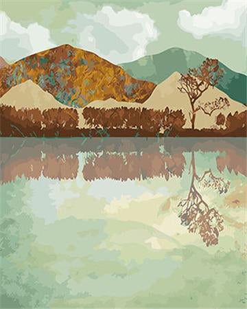 Paisaje Montañoso Reflejando en el Agua Pintar por Números