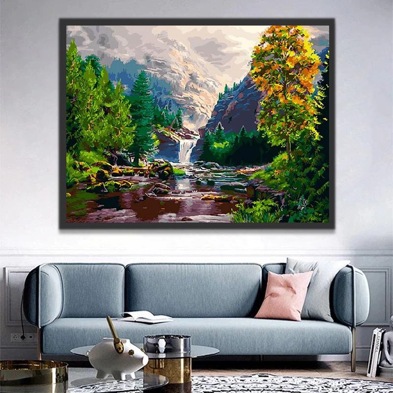 Paisaje Natural de Bosque y Arroyo Pintar por Números