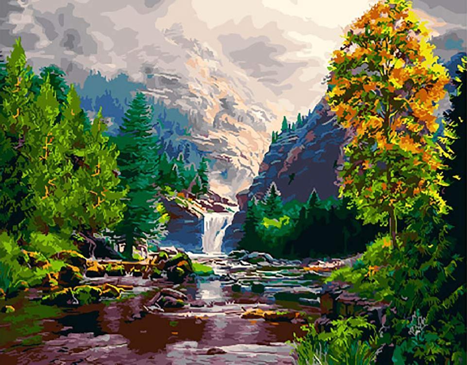 Paisaje Natural de Bosque y Arroyo Pintar por Números