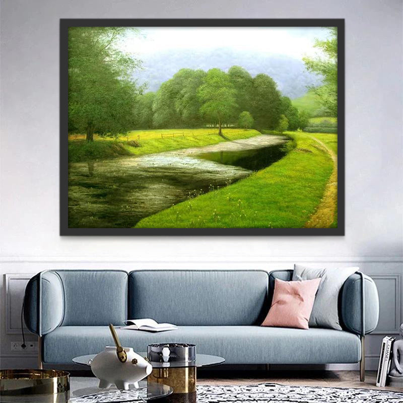 Paisaje Natural de Bosque y Campo Verde Pintar por Números