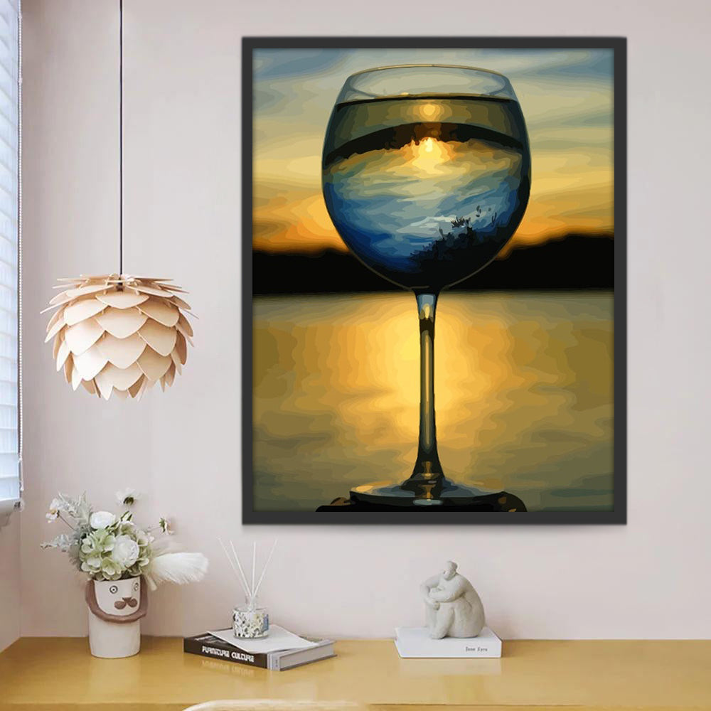 Paisaje Natural en la Copa de Vino Pintar por Números