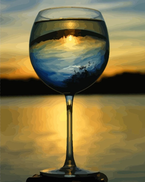 Paisaje Natural en la Copa de Vino Pintar por Números