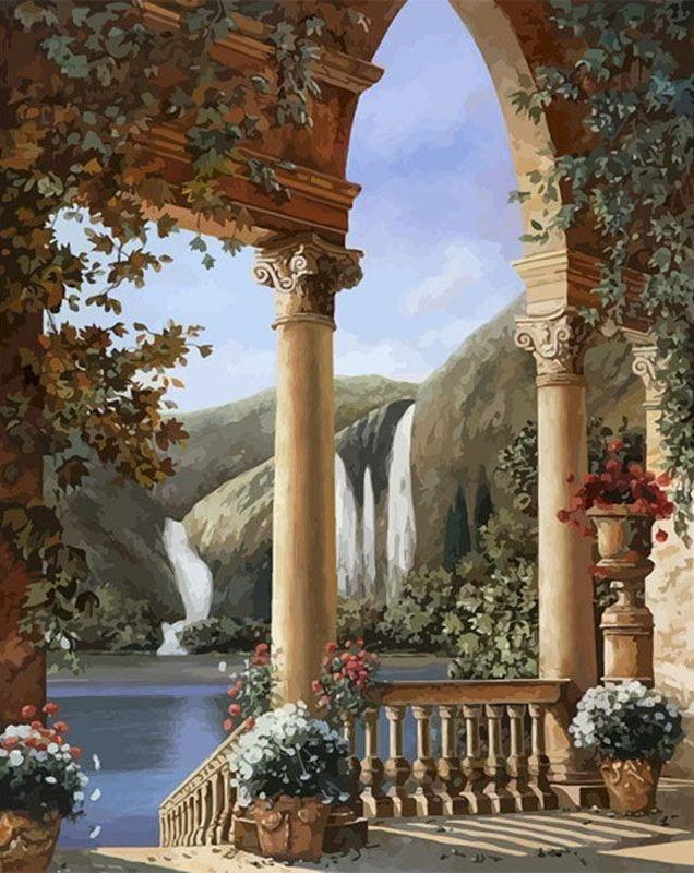 Paisaje Natural y Puertas Arqueadas Pintar por Números