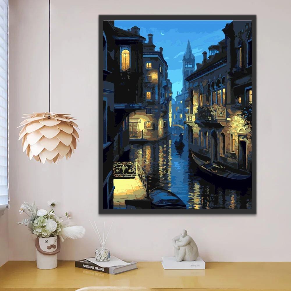 Paisaje Nocturno de Venecia Pintar por Números