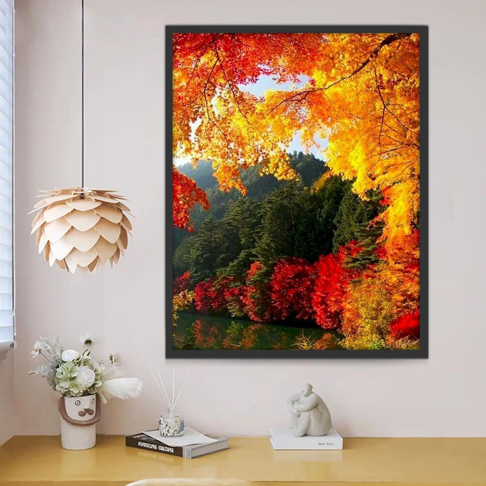 Paisaje Otoñal con Árboles Coloridos Pintar por Números