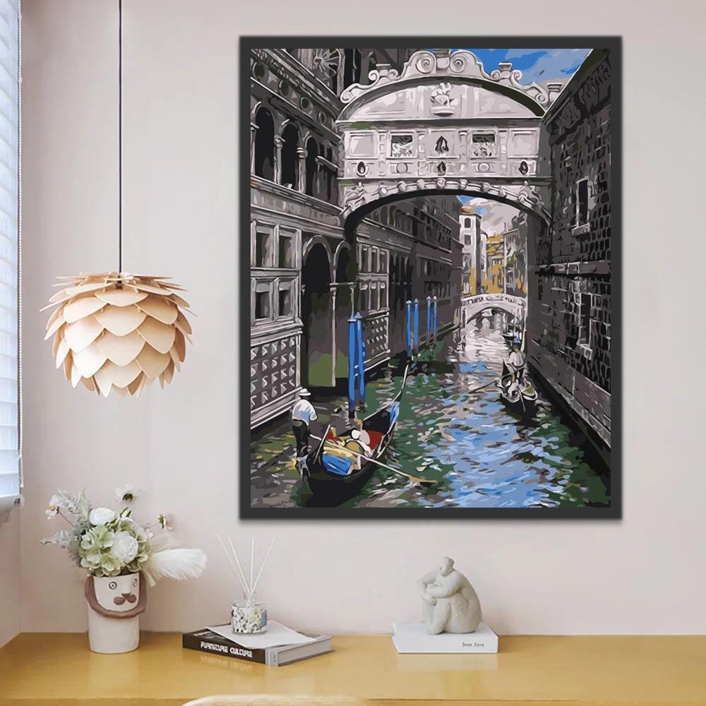 Paisaje Urbano con Canal Pintar por Números
