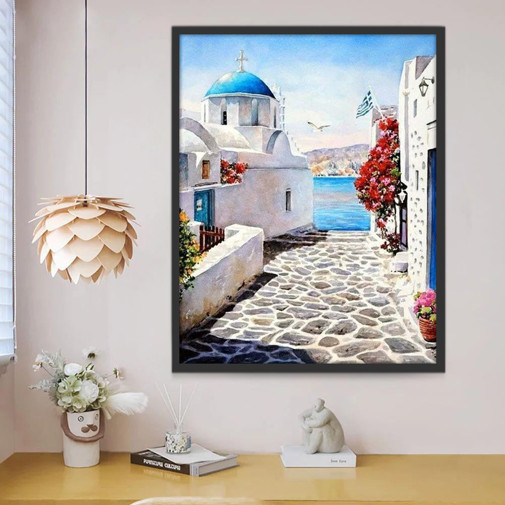 Paisaje Urbano en Santorini Pintar por Números