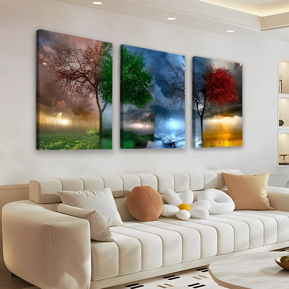 Paisaje y Árbol en Cada Estación 3 Partes Pintar por Números