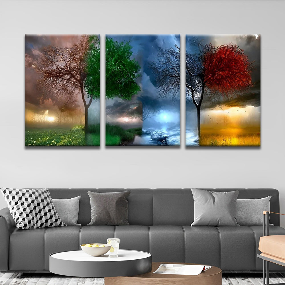Paisaje y Árbol en Cada Estación 3 Partes Pintar por Números