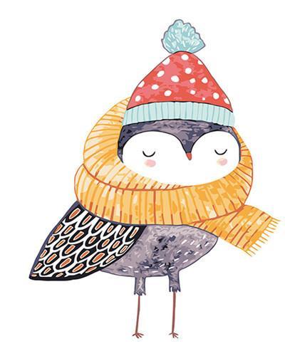 Pajarito con Gorro y Bufanda Pintar por Números