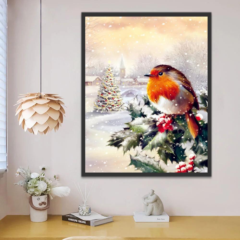 Pajarito y Árbol de Navidad Pintar por Números