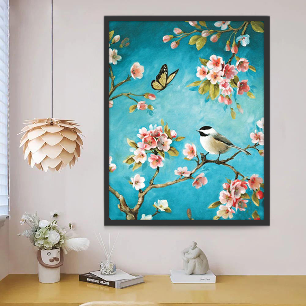 Pajarito y Mariposa en Primavera Pintar por Números