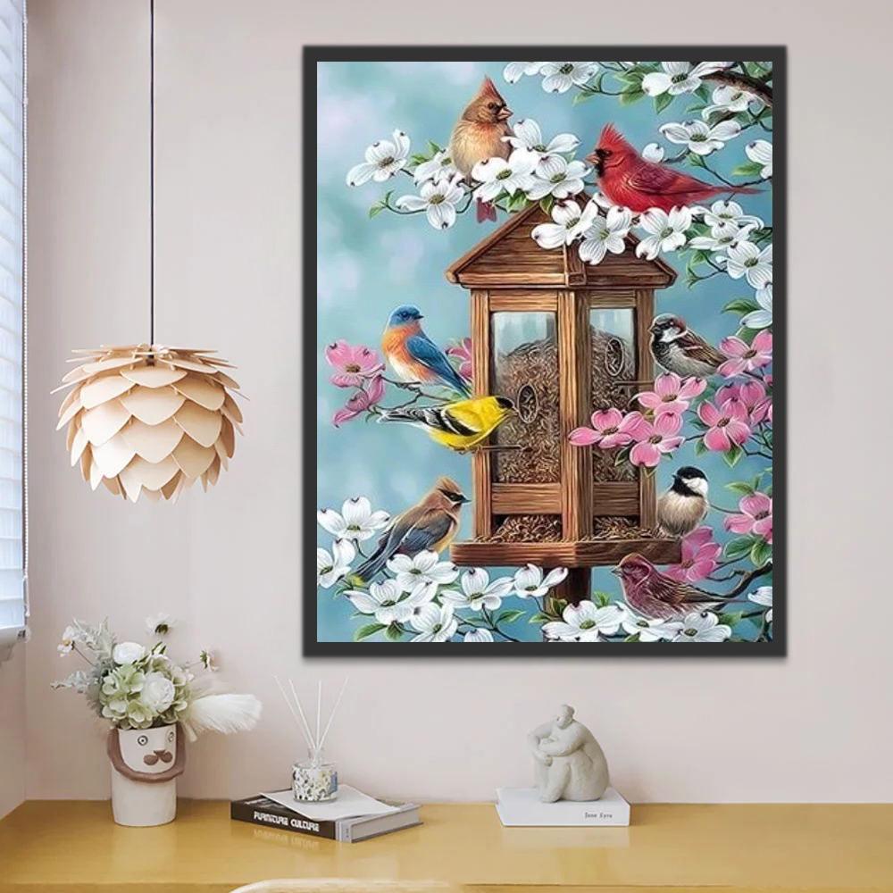 Pajaritos sobre Ramas Florales Pintar por Números