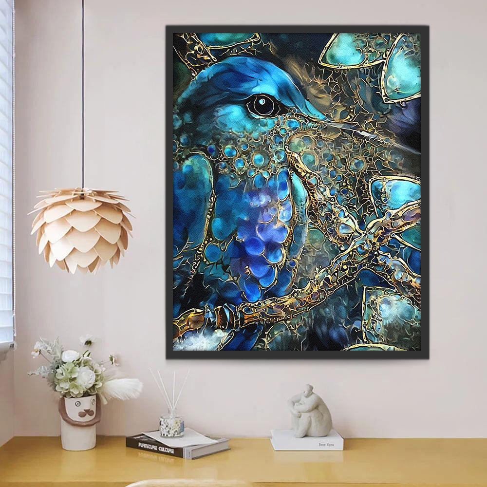 Pájaro Azul sobre Rama Pintar por Números