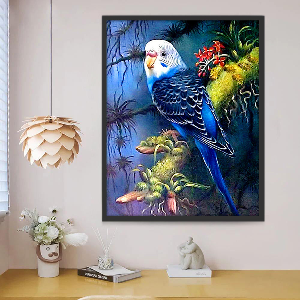 Pájaro Azul sobre Rama Verde Pintar por Números