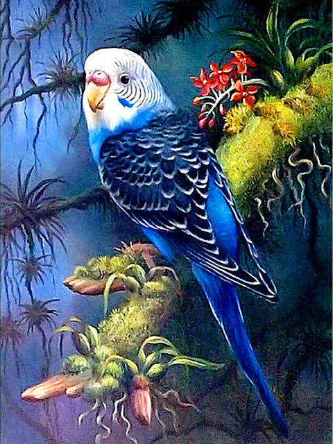 Pájaro Azul sobre Rama Verde Pintar por Números